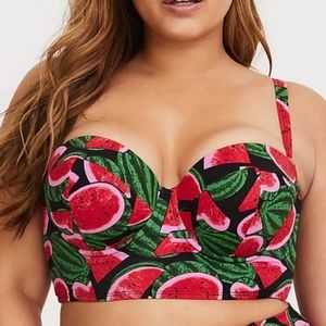 torrid watermelon retro print swim top sz 2 TOO SMALL ON DDs—fits like a sz 1